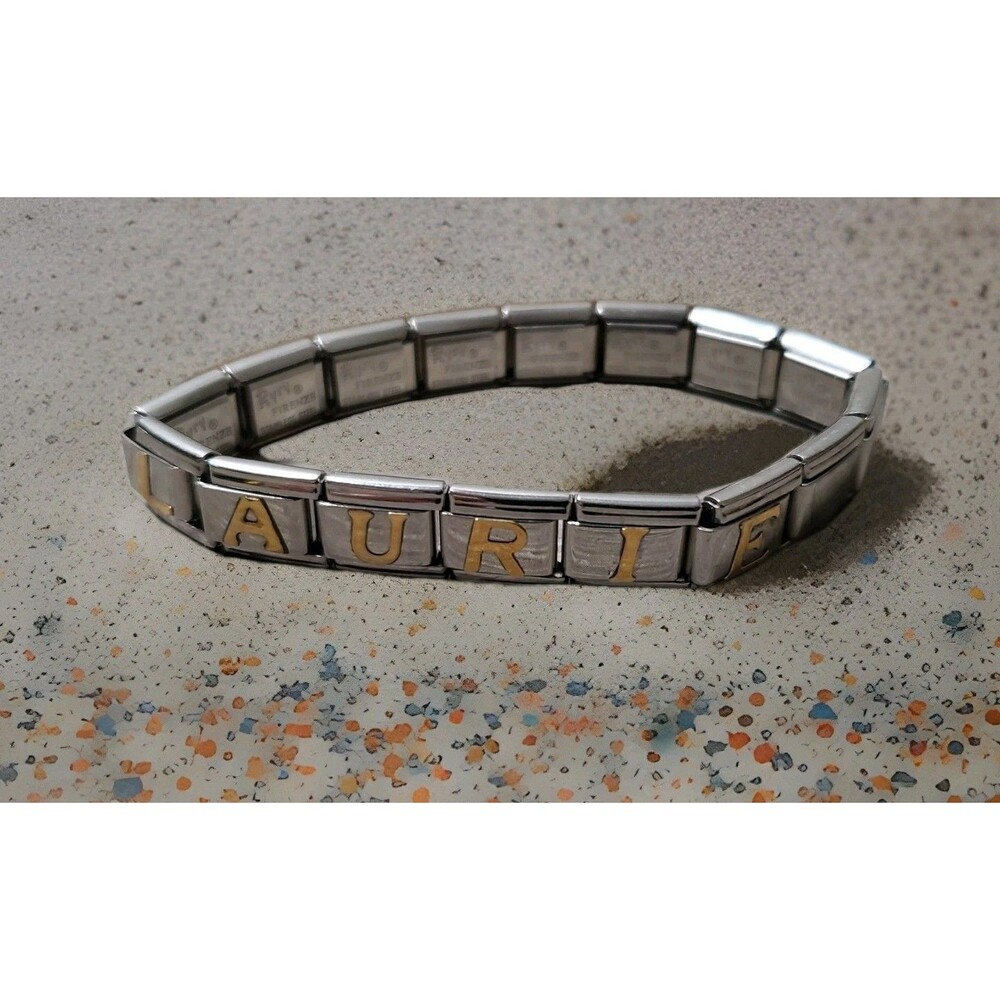 Authentic Vintage Nomination Italy Composable Charm Bracelet — Spells "LAURIE"